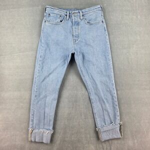 Levis 501 S Skinny Jeans Light Wash Button Fly Raw Hem 29502-0148 W30 L30